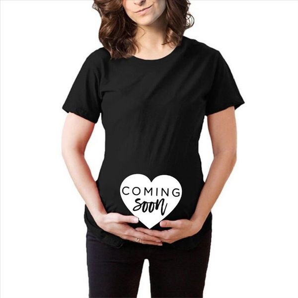 

coming soon" ladies maternity t shirt cute baby footprints pregnant mom to be pregnancy maternity shirt pregnancy clothes, White