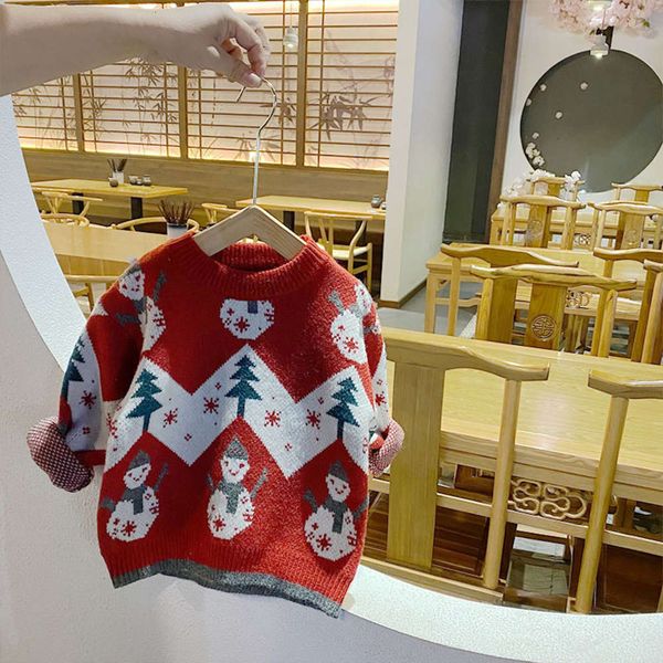 

christmas sweater pullover girls' autumn and winter foreign sle thickened one year old girl's children's bottom knitted shirt, Blue