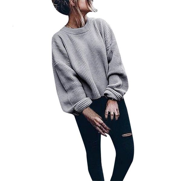 

pull femme 2021 winter autumn oversized knitted solid color blend sweater women lantern sleeve basic thicken pullovers, White;black