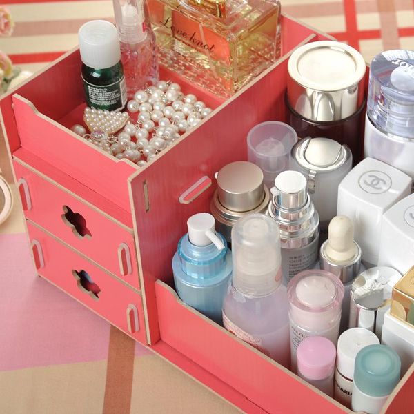 

деревянный ящик для хранения ювелирных изделий контейнер для макияжа организатор дело ручной diy косметическая организатор вуд storage box j