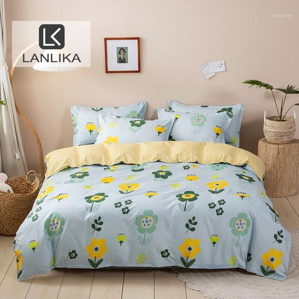 

lanlika fitted sheet set duvet cover home decor nordic bedding set double bedspread mattress cover elastic band  king1