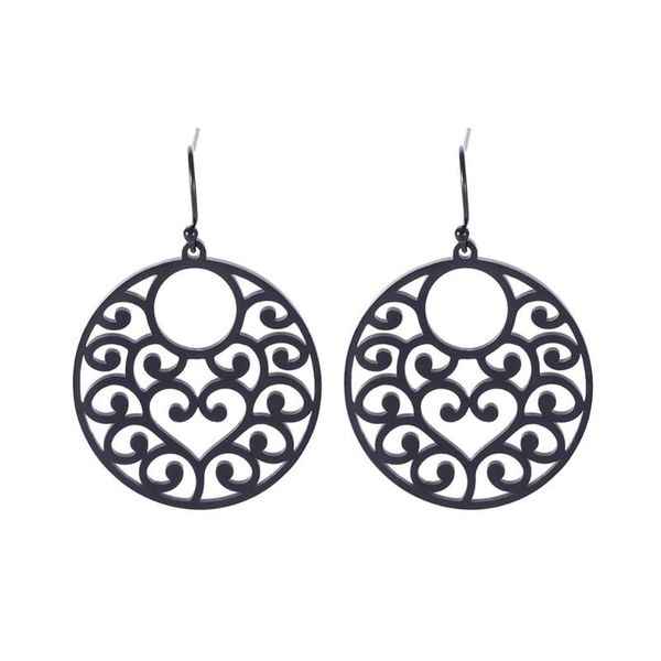

dangle & chandelier sipuris vintage statement drop earrings round love hollow filigree stainless for women golden black jewelry gift, Silver