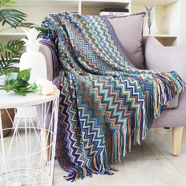 

bohemia style knitted blanket thread blanket leisure shawl sofa bed end