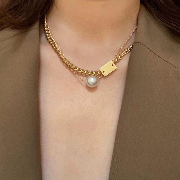 

chains lalynnly layered baroque imataiton pearl necklaces wedding party clavicle chain choker necklace for women aesthetic jewelryn8105, Silver