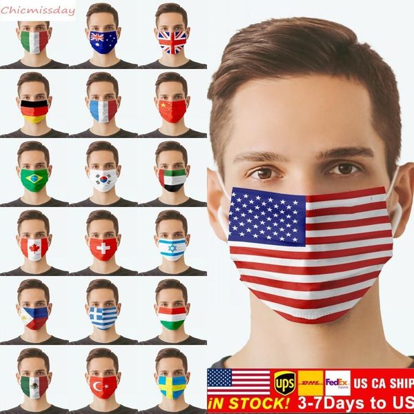 

in stock american national flags face masks for adults cycling outdoor anti dust windproof washable reusable customize party mask