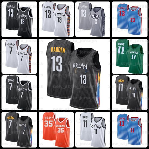 

34 giannis 13 harden 7 kevin irving durant antetokounmpo 11 kyrie 2021 black brooklyn nets new men city basketball jersey z3, Black;red