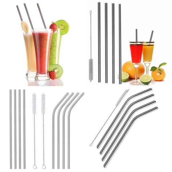 

stainless steel straw reusable straws metal drinking straw bar drinks party wine accessories straight&ampbent style dh0118 122 j2