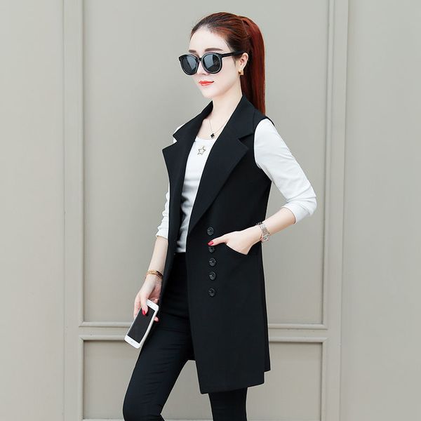 

new 2021 autumn women's clothing long plaid temperament sleeveless jacket wool blazer plus size 4xl y208 3sml g8jz, Black;white