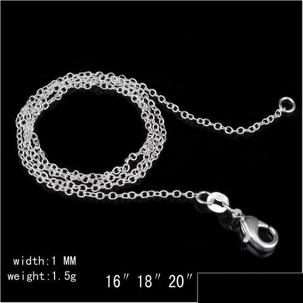 

1mm 925 sterling silver chains link rolo necklace with lobster clasps jewelry for women 16 18 20 22 24inches us ems shipping 7itgh