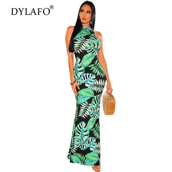 

2020 ladies print floral long boho bohemian beach summer dress women sundress halter sleeveless maxi vintage dress vestidos, Black;gray