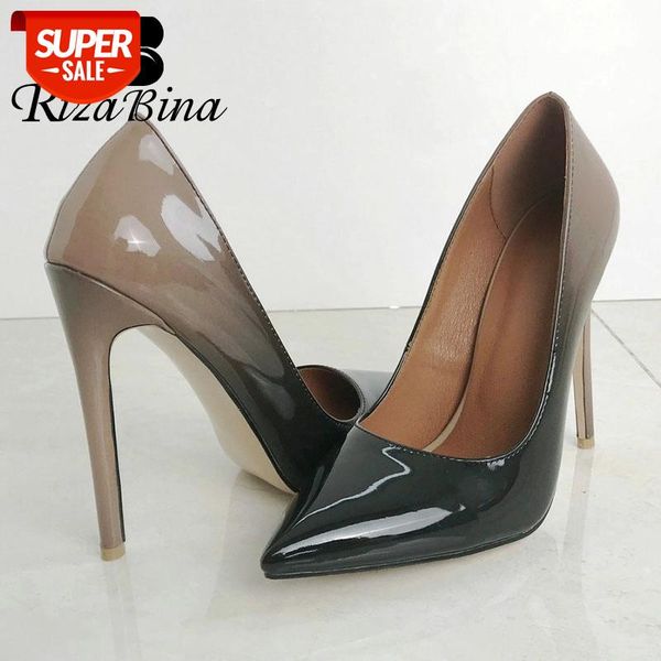 

rizabina high heel women shoes mixed color pointed toe women pumps fashion western wedding footwear size 34-43 #2f4x