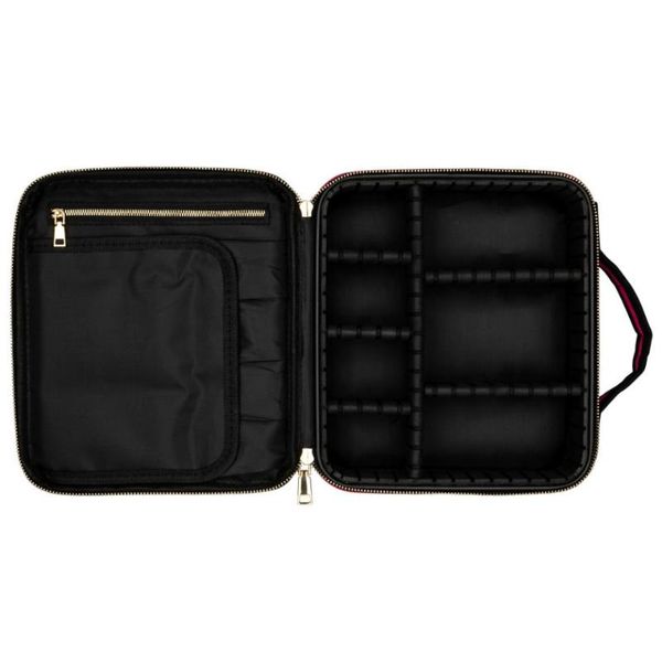 

us-w]professional high-capacity multilayer portable travel makeup bag strap rose red 190813209