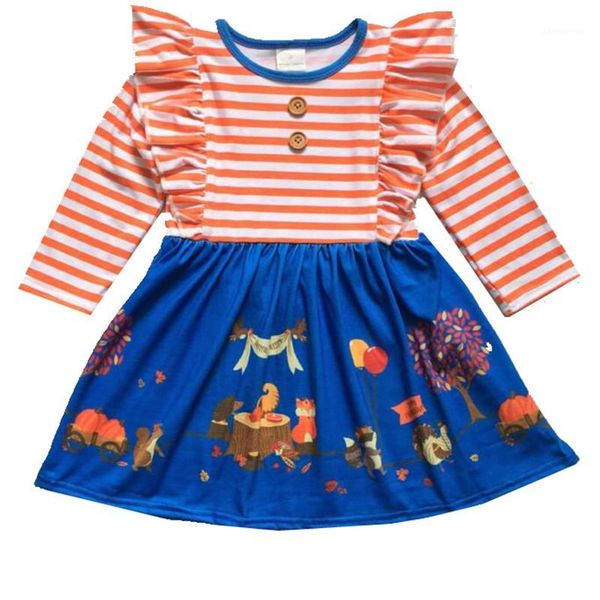 

baby girl children clothes halloween party dress with stripe pumpkin print long sleeve girls clothing boutique kids girl dresses1, Red;yellow