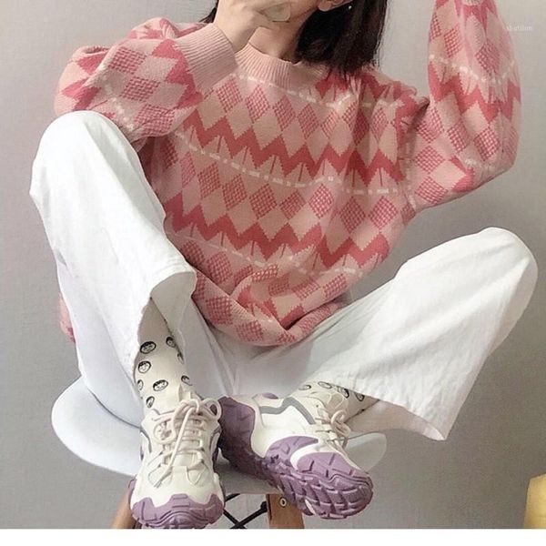 

women's sweaters autumn winter long sleeve loose red sweater women's retro pullover knitted, White;black