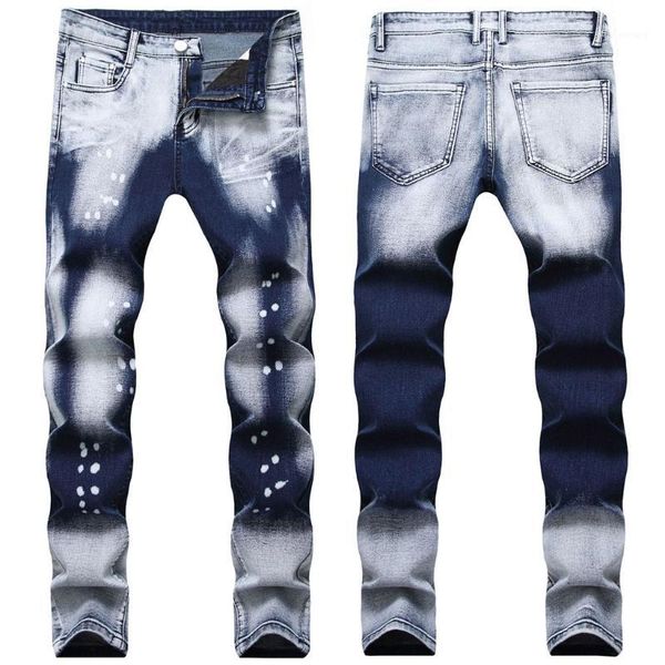 

2019 selling products men's fashion retro high street washed jeans leggings dark style new autumn winter1, Blue