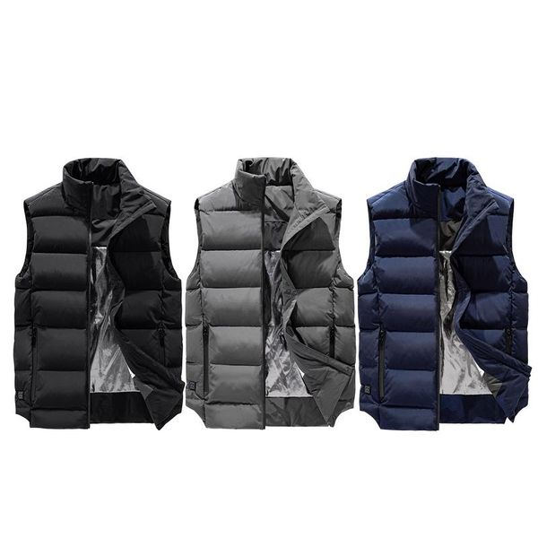 

winter warm electric heating stand-up collar vest smart heating waistcoat x7ya, Black;white