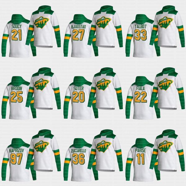 

11 zach parise minnesota wild 2021 reverse retro jersey hoodie ryan suter devan dubnyk kevin fiala brad hunt marcus johansson cam talbot, Black