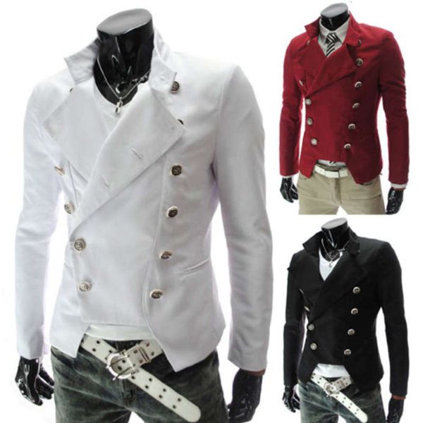 

new autumn and winter double breasted coat men's suit, White;black