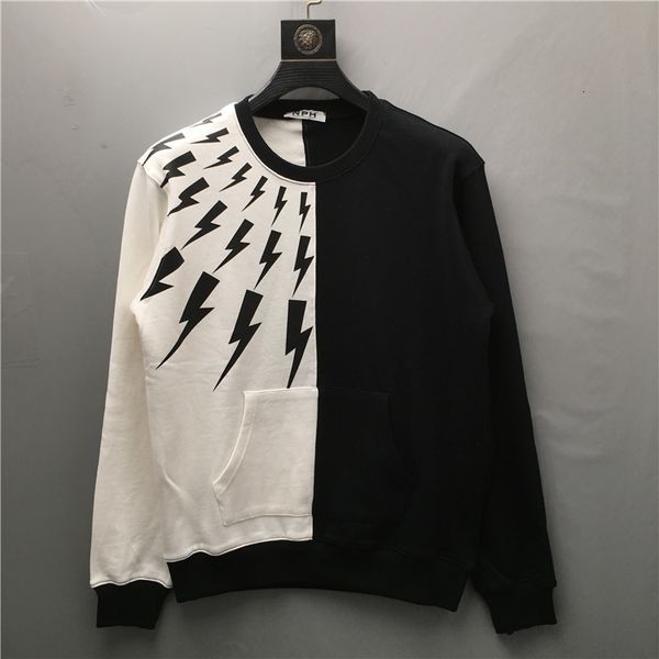 

new 's luxury 2021 neil thunderbolt hoodies nightgown cotton large street # n359 w5bk, Black