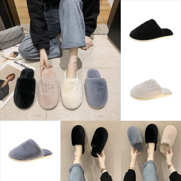 

wkn7r new minion plush stuff slipper cuddly fluffy autumn sheep fur plush slipper autumn women men casual cork slippers, Black