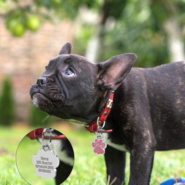 

dog tag engraved custom pet dog collar accessories personalized cat puppy id tag stainless steel bone paw name tags a jllisy