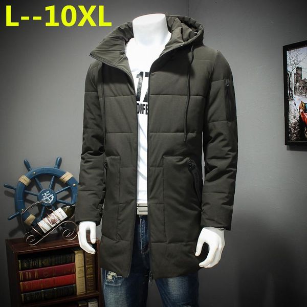 

4xl 10xl 8xl 6xl 5xl winter men's long coat exquisite arm pocket men solid parka warm cuffs design breathable fabric jacket, Black