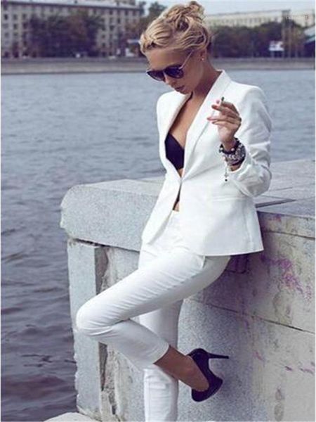 

women's two piece pants elegant white business pant suits for women custom made ladies pantsuit blazer+pants work wedding party1