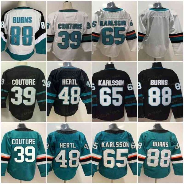 

men blank reverse retro ice hockey 39 logan couture jersey 65 erik karlsson 48 tomas hertl 88 brent burns all stitched home black green whit, Black;red