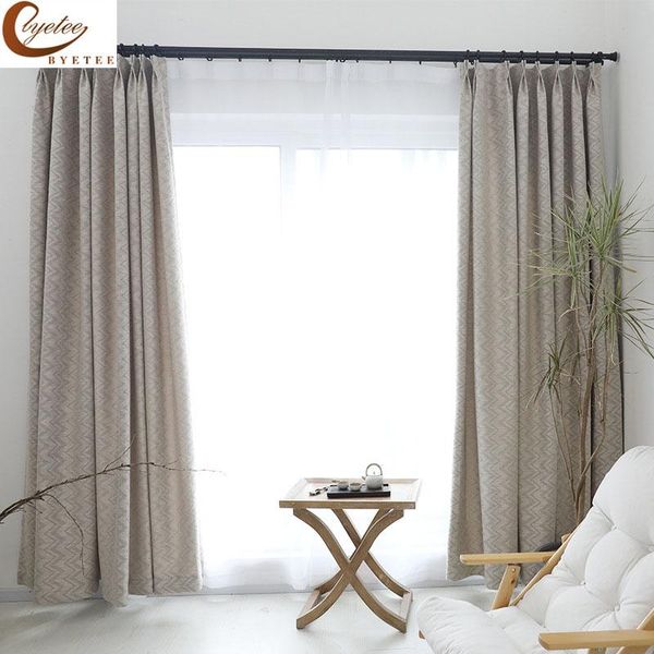

curtain & drapes [byetee] jacquard cotton linen fabric modern kitchen curtains doors for living room bedroom cortinas blackout