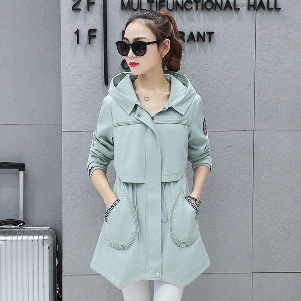 

2021 new spring korea thin coat style ladies coats with hoodie trench outwear female student casual jacket wxf104 y26n, Tan;black