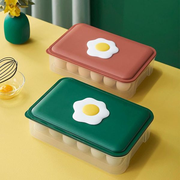 

storage bottles & jars refrigerator egg box with lid hollow bottom 24 grids stackable fresh eggs container kitchen accessories organizer