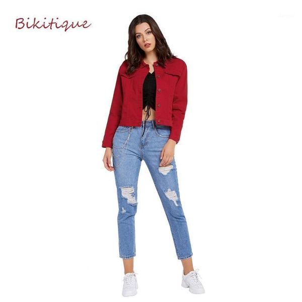 

bikitique jeans jacket in apparel for women spring short denim jacket women red casual chaqueta mujer casaco jaqueta feminina1, Black;brown