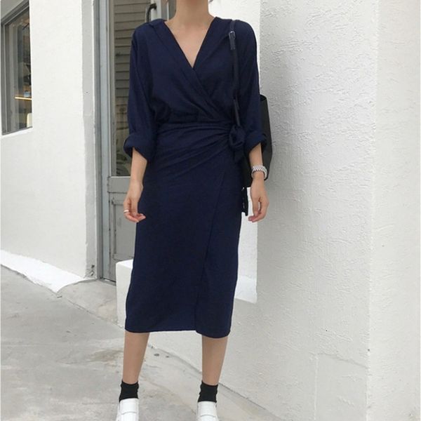 

2021 new spring and autumn irregular hip strap simple waist temperament with sleeve neckline dressed in solid color uitr, Black;gray