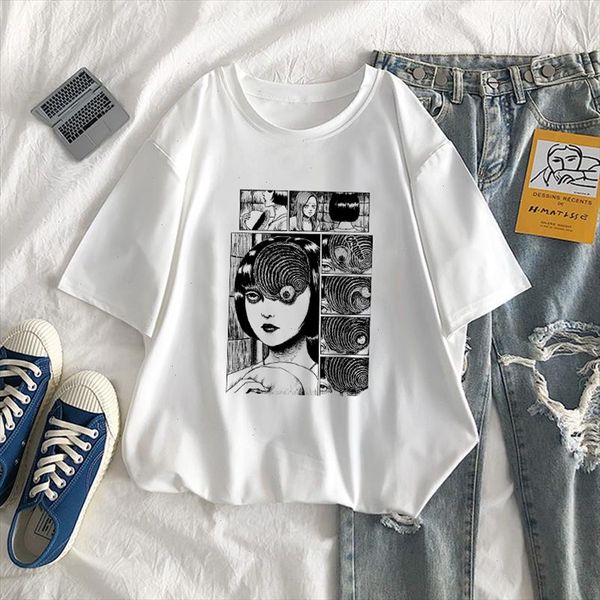 

japan suehiro maruo horror personality spoof punk ulzzang harajuku streetwear loose casual chic vintage women t shirt, White