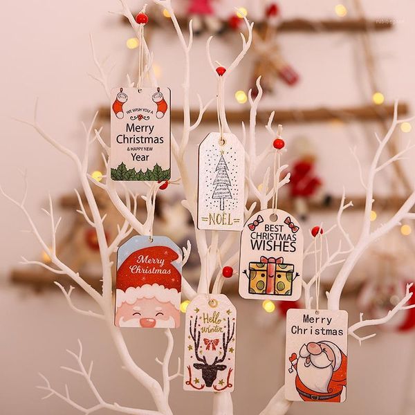 

christmas decorations 2pcs painted wooden pendant elk santa claus tree hanging decor tags for xmas party home ornaments wood craft1