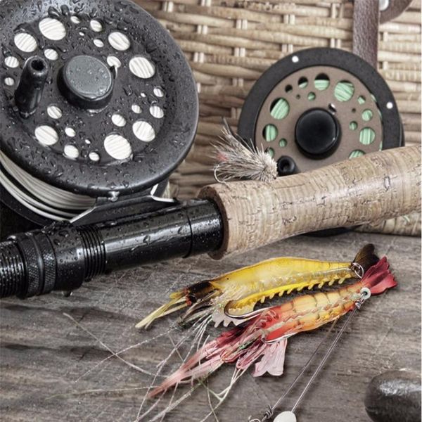 

6pcs/lot 8cm 5g quality luminous soft fishing lure fake shrimp floating shaped lure hook bait bionic artificial shrimp w sqcdrb