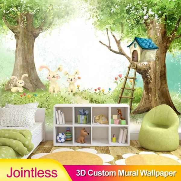 

wallpapers jointless po mural wallpaper 3d cartoon cute children's bedroom background wall painting eco-friendly plant fiber home decor
