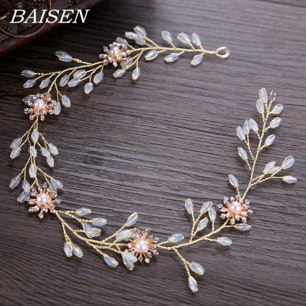 

pearl flower headband wedding hair jewelry rhinestone bridal headband hair chain accessory fashion women accessories, Golden;silver