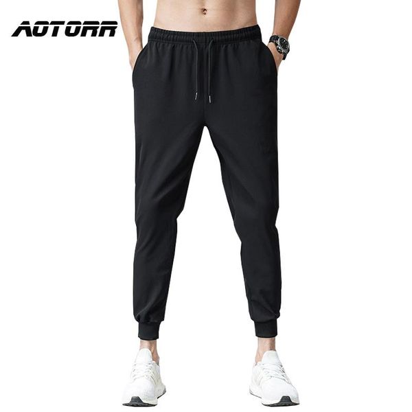 

men's pants men spring thin casual trousers skinny jogger tracksuit male fashion hip hop streetwear elastic waist harem, Black
