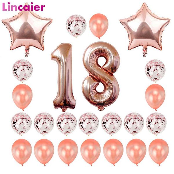 

party decoration 24pcs number 18 foil balloons happy birthday decorations 18th years old eighteen boy girl supplies anniversary
