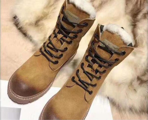 

new full sheepskin classic designer pure fur ladies snow boots stepping feet with full sheepskin fur new ladies martin boots soft fur winter, Black