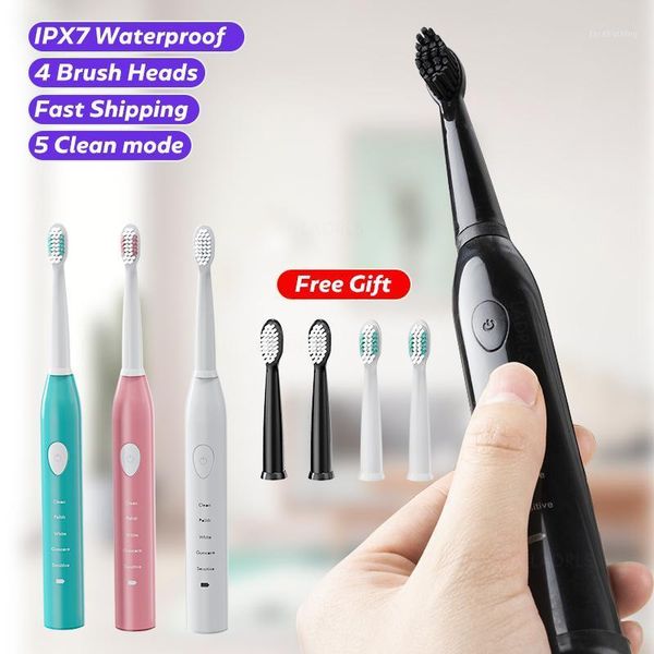 

smart electric toothbrush rechargeable 5 modes sonic with 4 brush head waterproof timer for adults1