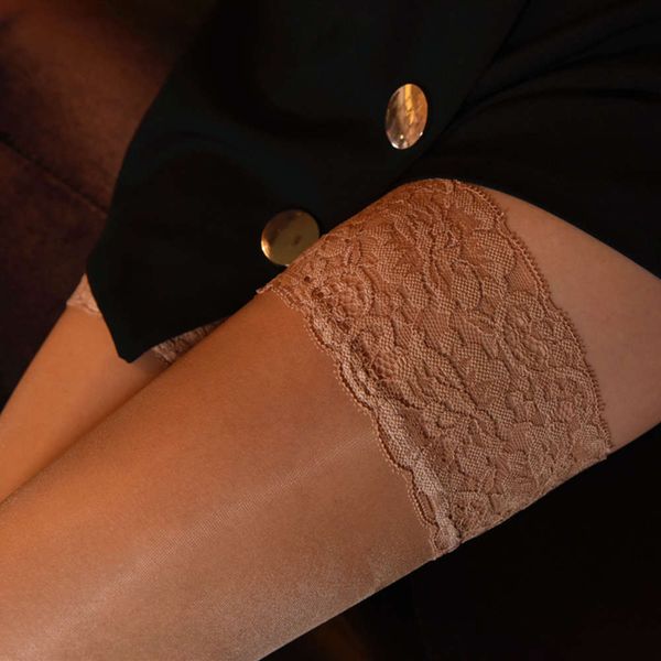 

silicone anti slip and shiny lace thigh leg beauty temptation silky stockings, Black;white