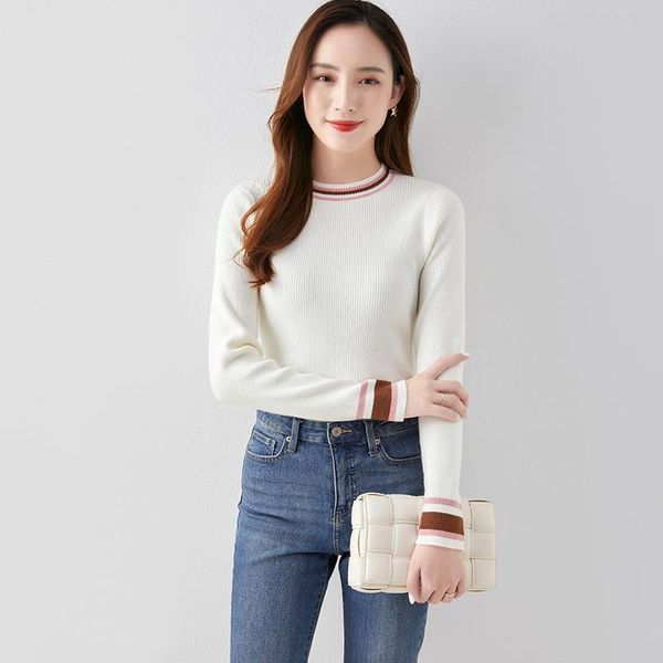 

2020 aututmn spring women sweater fashion casual patchwork pullovers half high neck long sleeve female elegant kintted, White;black
