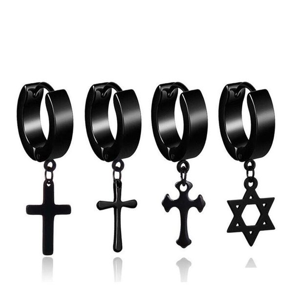 

wholesale (477e) 316l titanium steel cross / six stars drop earrings for men bl sqccmk dh_seller2010, Silver