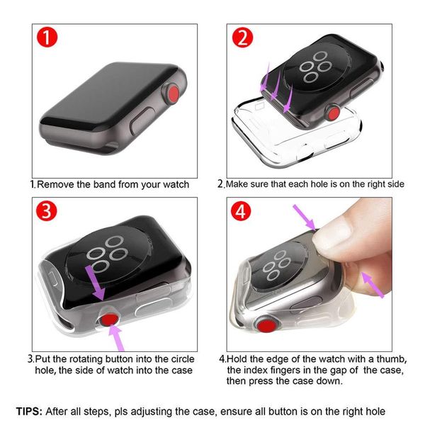 

cover for watch case 44mm/40mm iwatch 42mm/38mm ultra-thin clear bumper protector watch serie 6 5 4 3 se accessories jllzhw, Black;brown