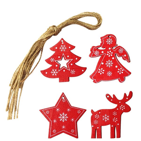 

4 шт. установить рождественскую елку висит украшение домашнего офиса дерево висит деревянные деревянные украшения 4 вида рождественских укра
