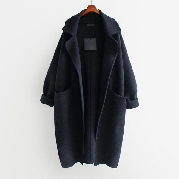 

ewq]2020 new loose and lazy cardigan sweater autumn winter korean medium length coat women's fashionnew fashion tide gd, White