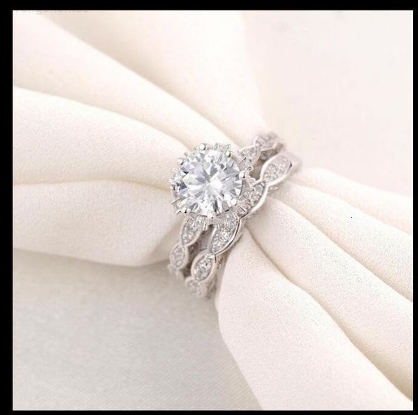 

factoryrsmswomen band vintage set for engagement wedding 3ct simulated diamond cz 925 sterling silver female party ring ps1666, Slivery;golden