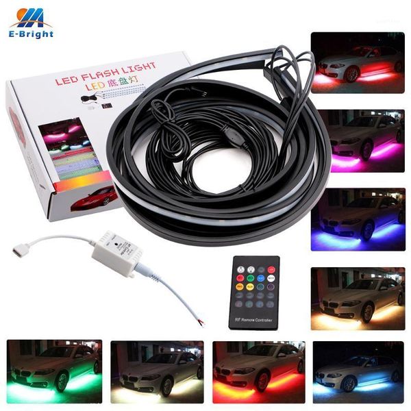 

4pcs car colorful atmosphere lights wireless remote voice control rgb chassis lights music 60*90cm 90*120cm led strip decorate1